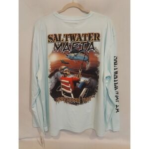 Saltwater Mafia Denali Performance Mens Skeleton Graphic Fishing Shirt 2XL NWT